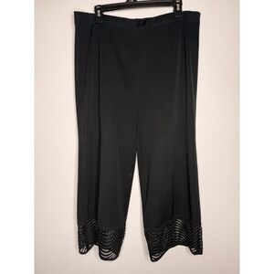 Ming Wang Black Cropped Wide Leg Pants Lace Trim Women's‎ XL